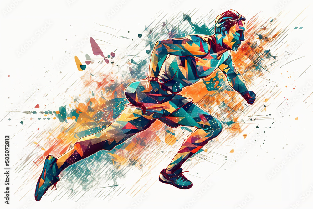 Sports abstract. Running with great vigor for a healthy life. AI generated illustration. Sports abstract. Running with great vigor for a healthy life. AI generated illustration.