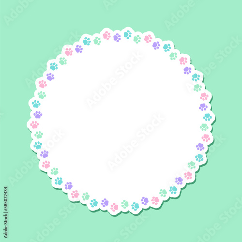 Wallpaper Mural Round colorful pastel animal paw print frame with empty space for your text and images. Cute dog paw prints border. Vector illustration Torontodigital.ca