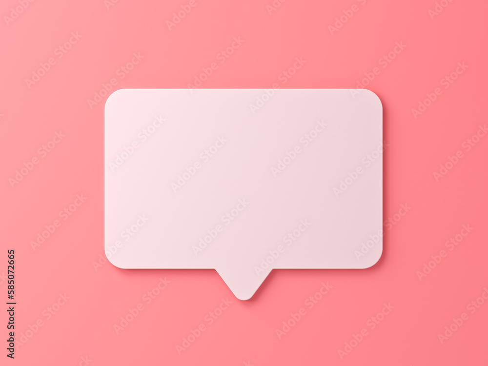 Blank white flat speech bubble social media notification pin isolated on light pink orange pastel color wall background with shadow minimal conceptual 3D rendering Blank white flat speech bubble social media notification pin isolated on light pink orange pastel color wall background with shadow minimal conceptual 3D rendering