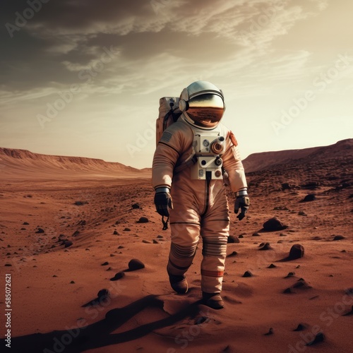 Astronaut walks on the mars planet © Damian Sobczyk