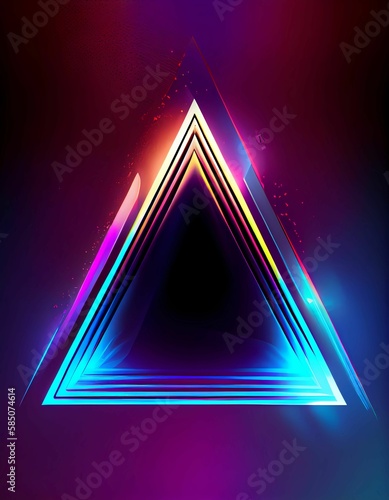 Triangle Neon Stereo Background. Generative AI.