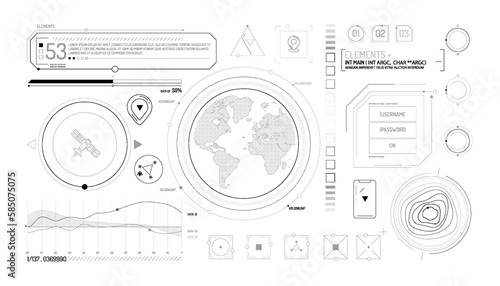 Set of infographic elements about satellite and data input.