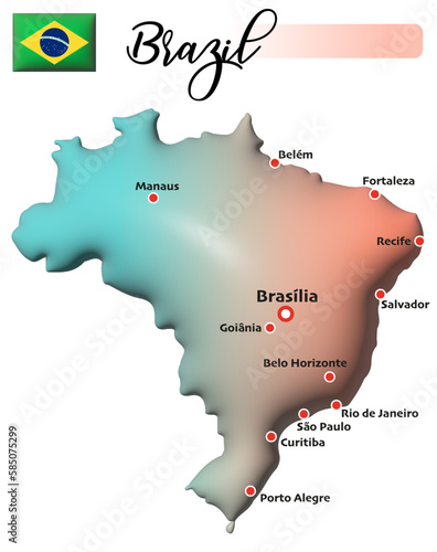 Brasilien, Fläche und Flagge