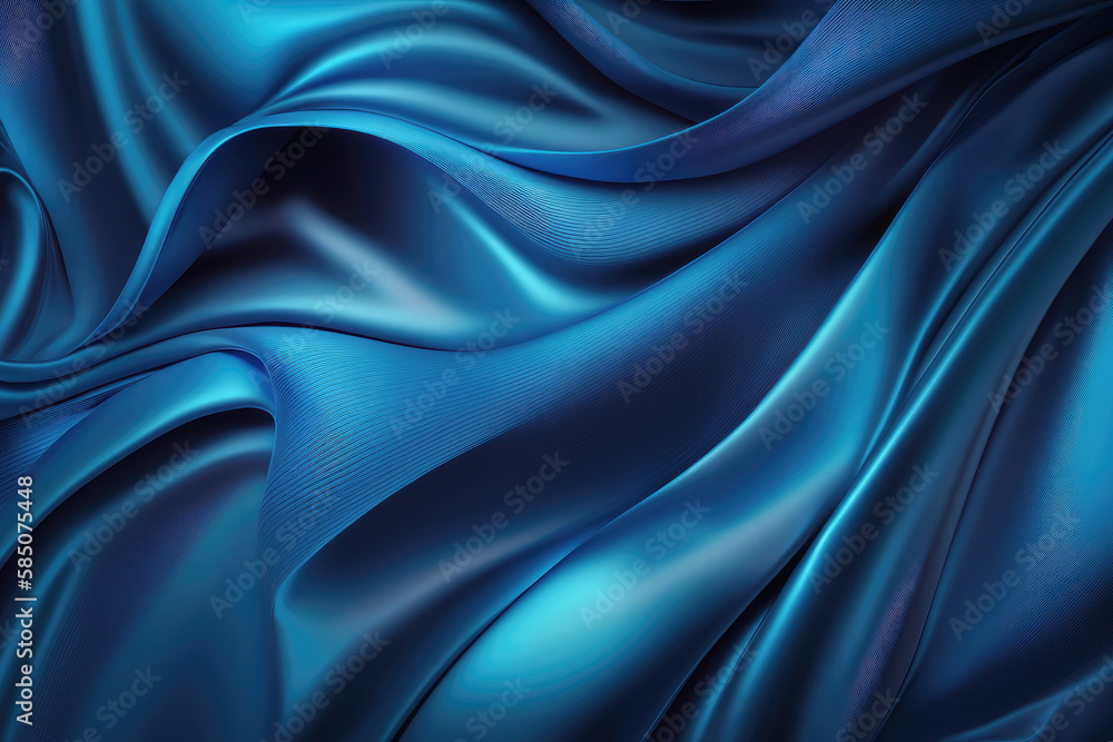 AI generated beautiful elegant blue soft silk satin fabric background ...