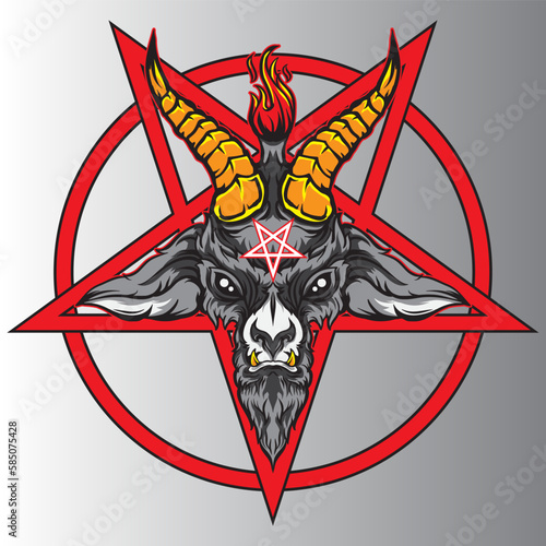 Babhomet goat head. colorfull vector illustration
