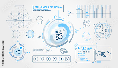Set of infographic elements about virtual reality drone control.