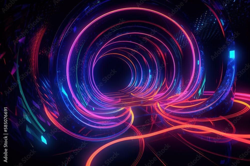 3d render, ultraviolet spectrum, glowing rings, round lines, tunnel, neon lights, virtual reality, abstract background, bubbles, circles, red blue, vibrant colors, laser show 3d render, ultraviolet spectrum, glowing rings, round lines, tunnel, neon lights, virtual reality, abstract background, bubbles, circles, red blue, vibrant colors, laser show