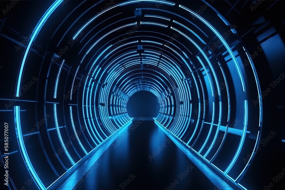 Abstract tunnel, corridor with rays of light and new highlights ...