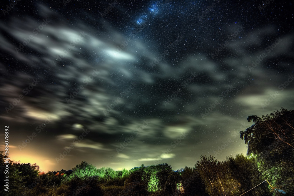 Night sky with unusual nebula. AI Generated Night sky with unusual nebula. AI Generated