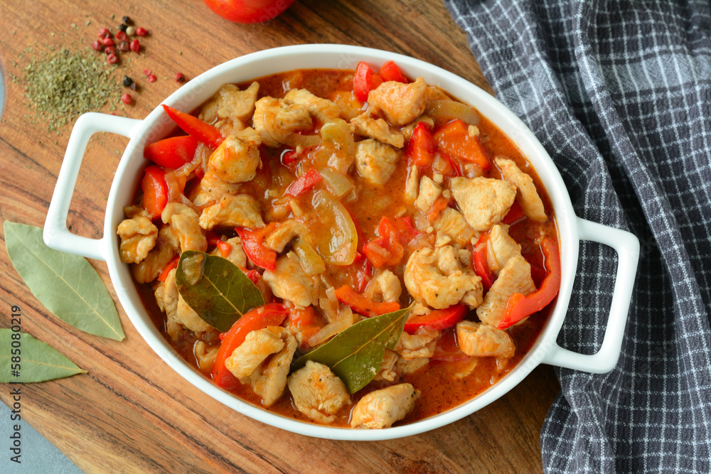 Hungarian turkey stew in tomato sauce and red pepper Hungarian turkey stew in tomato sauce and red pepper