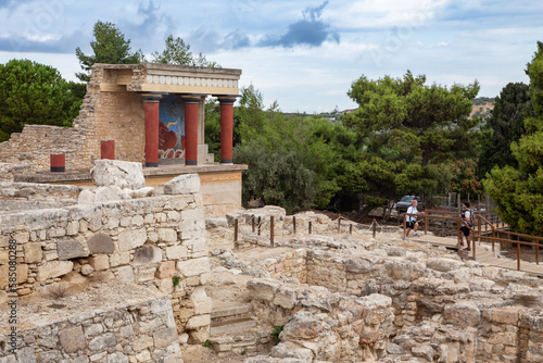 Ancient ruins in Knossos Bronze Age archaeological site on Crete and Europe oldest city, Crete, Greece