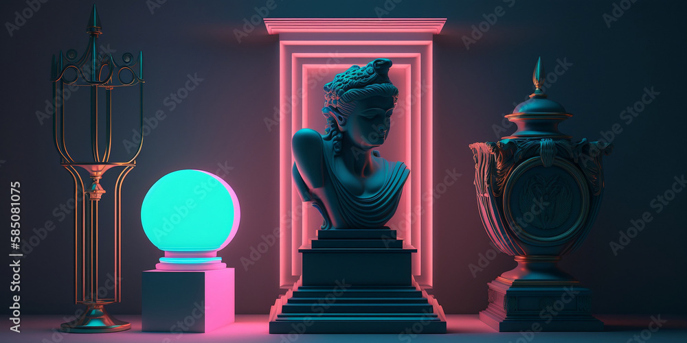 Modern Creative Concept Image With Ancient Statue Head Modern