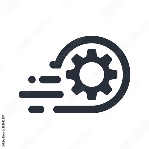 Accelerated process. Quick analysis. Vector icon isolated on white background.