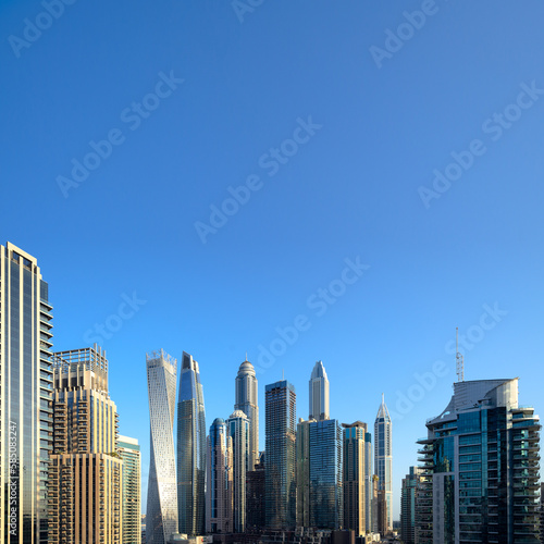 Cityscape and skyscraper at sunset in Dubai Marina. © Eugene