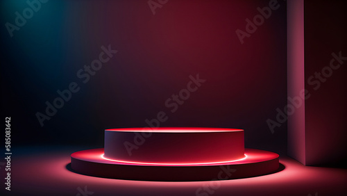 3D display podium luxury background with pedestal in studio interior for cool cosmetic product presentation stand. Luxury feminine mockup 3d render advertisement Generative AI