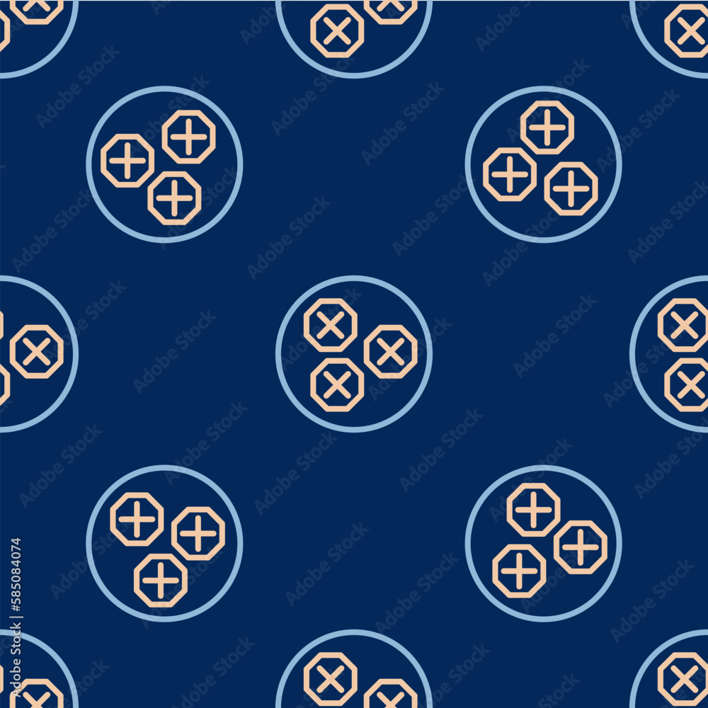 Line Wonton icon isolated seamless pattern on blue background. Chinese food. Vector