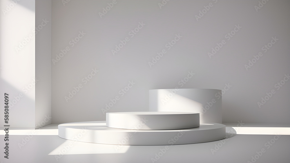 Podium abstract studio room with geometric platform for mockup display minimalistic wall scene for products showcase, Promotion display Generative AI Podium abstract studio room with geometric platform for mockup display minimalistic wall scene for products showcase, Promotion display Generative AI