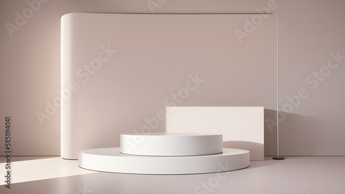 Podium abstract studio room with geometric platform for mockup display minimalistic wall scene for products showcase  Promotion display Generative AI