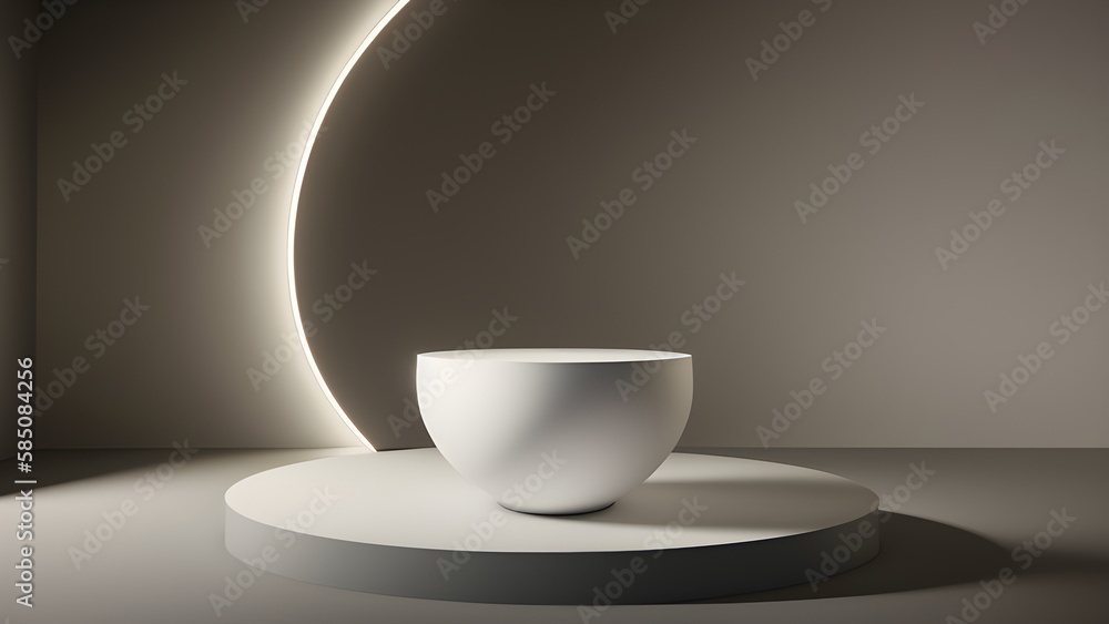 Podium Fashion studio Abstract modern minimal bright background illuminated with shiny light Showcase scene with cylinder stage for product presentation Generative AI Podium Fashion studio Abstract modern minimal bright background illuminated with shiny light Showcase scene with cylinder stage for product presentation Generative AI