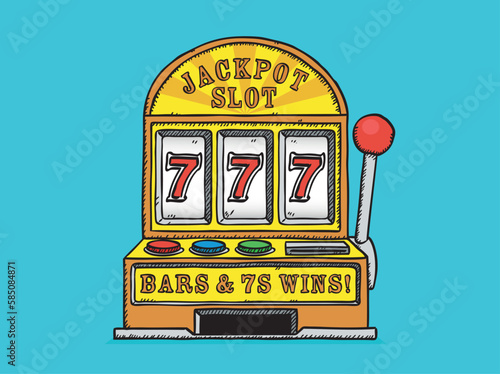 Hand drawn vector illustration of a jackpot machine.