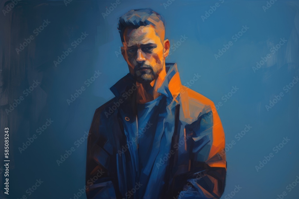 Painted Character Orange and Teal - Artwork