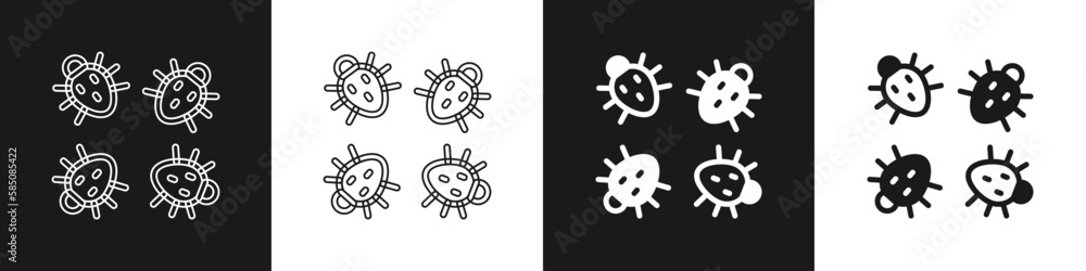 Fototapeta premium Set Colorado beetle icon isolated on black and white background. Vector