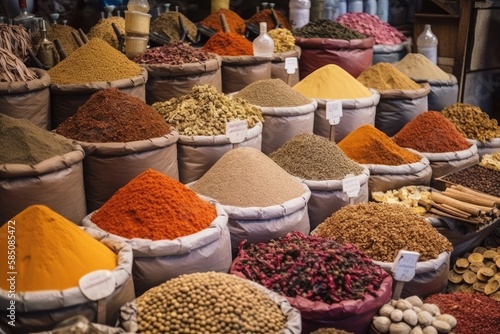 Variety of Spices on a Market © Arthur