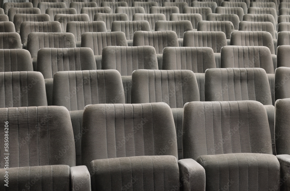 Naklejka premium Seats in cinema theater hall. Movies lecture concept idea