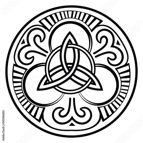 Triquetra in circle trikvetr knot shape trinity vector