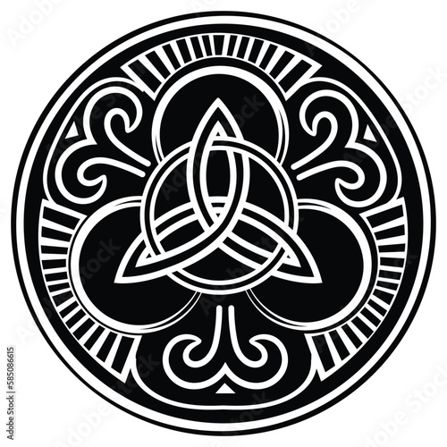 Triquetra in circle trikvetr knot shape trinity vector