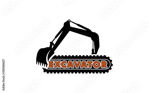 Excavator construction logo design, excavator logo element heavy equipment work. transportation vehicle mining