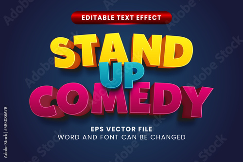 Stand up comedy 3d editable vector text effect