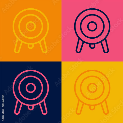 Pop art line Target sport icon isolated on color background. Clean target with numbers for shooting range or shooting. Vector