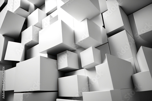 Abstract background, white cubes. AI generative.