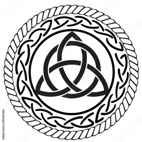Triquetra in circle trikvetr knot shape trinity vector