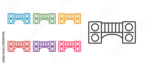 Set line Playground kids bridge icon isolated on white background. Set icons colorful. Vector