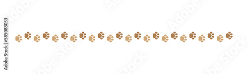 Cute pets, dog or cat footprints separator divider border. Simple paw print pattern, animal track walking vector illustration design element.