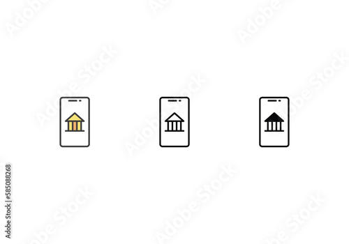 Banking App icons set with 3 styles, vector stock illustration