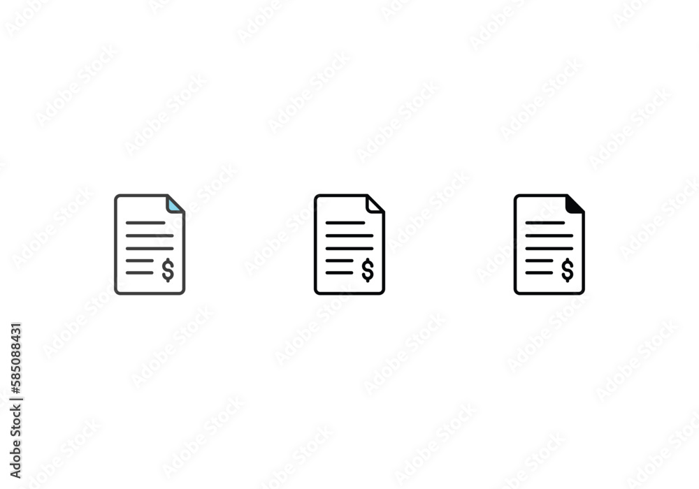 Bank Loan icons set with 3 styles, vector stock illustration