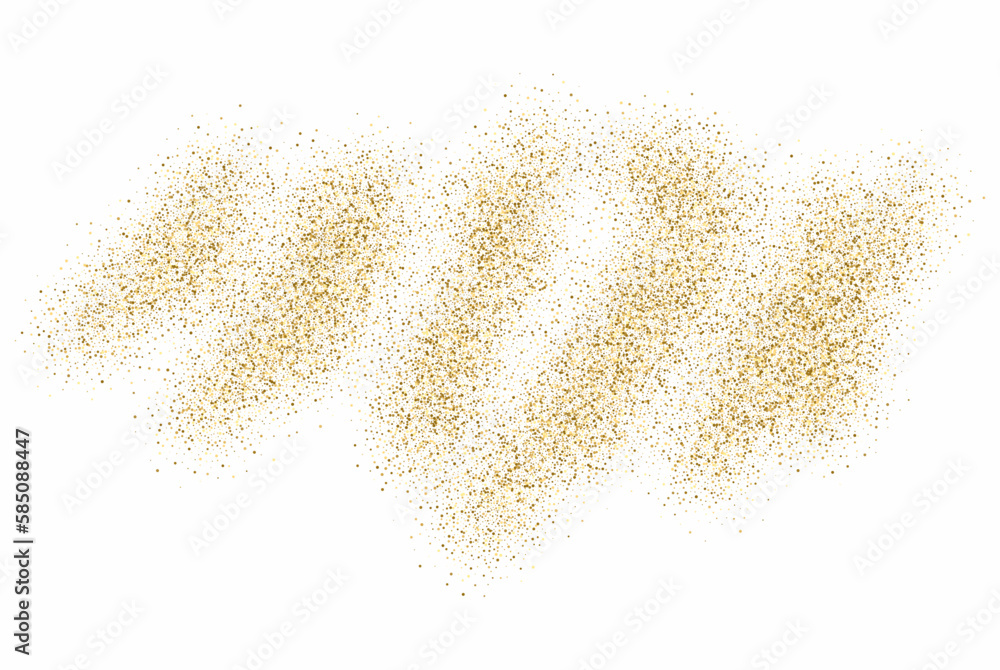Fototapeta premium Golden glitter texture on white. Scattered golden color confetti,holiday background texture.