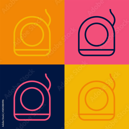 Pop art line Dental floss icon isolated on color background. Vector