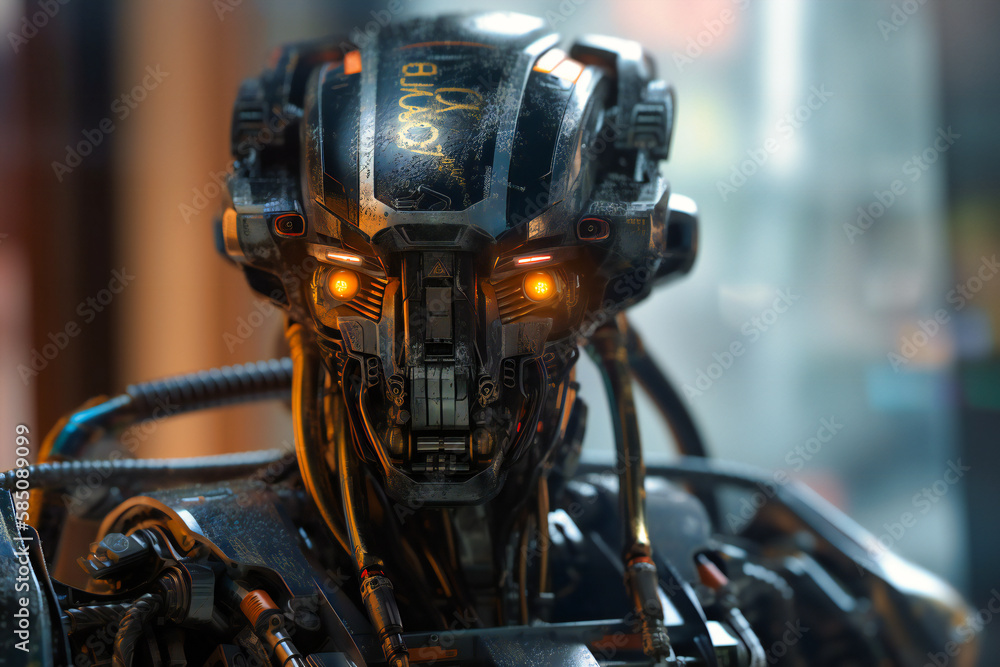 Fototapeta premium A robot employed as a businessman's assistant