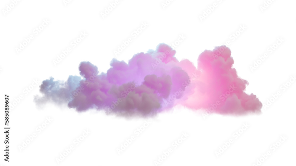 3d rendering, glowing violet pink soft cloud isolated on white ...