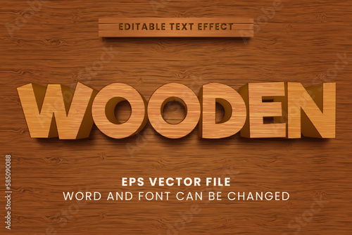 Wooden 3d text effect on wooden background