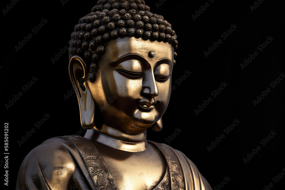 Statue of Buddha, Close Up, Black Background