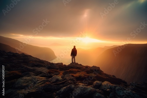 Person Standing on Top of the Mountain - Sunset - Epic Feeling of Hope 