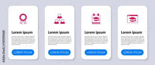 Set Online education, class and with diploma. Business infographic template. Vector