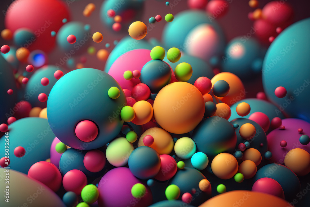 Abstract background, colorful balloons. AI generative