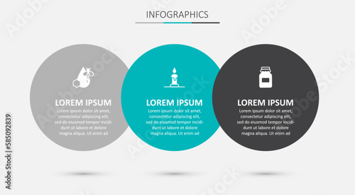 Set Burning candle, Bee honeycomb and Jar of. Business infographic template. Vector