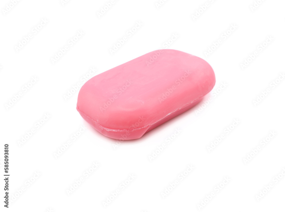 Pink soap bar. Isolated on white background. Side view. Selective focus. Pink soap bar. Isolated on white background. Side view. Selective focus.